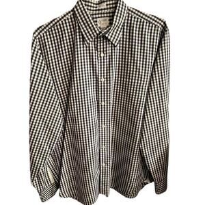 J.Crew Gingham Shirt L Blue White 2-Ply Cotton